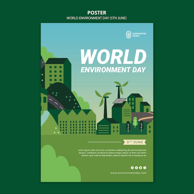 PSD gratuito modello di poster per la celebrazione della giornata mondiale dell'ambiente