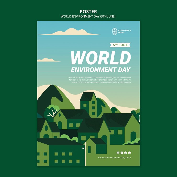 Free PSD world environment day celebration poster