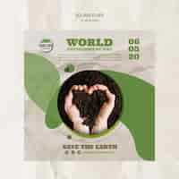 Free PSD world environment day flyer template with soil in heart shape