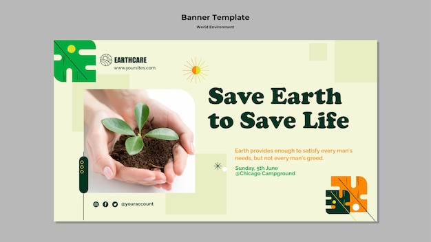 Free PSD world environment day horizontal banner template