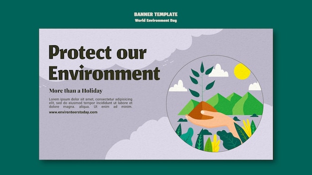 Modello di banner orizzontale della giornata mondiale dell'ambiente