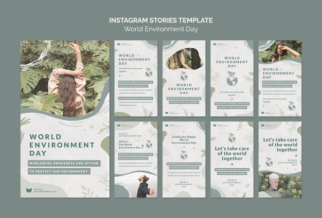 Free PSD world environment day instagram stories collection