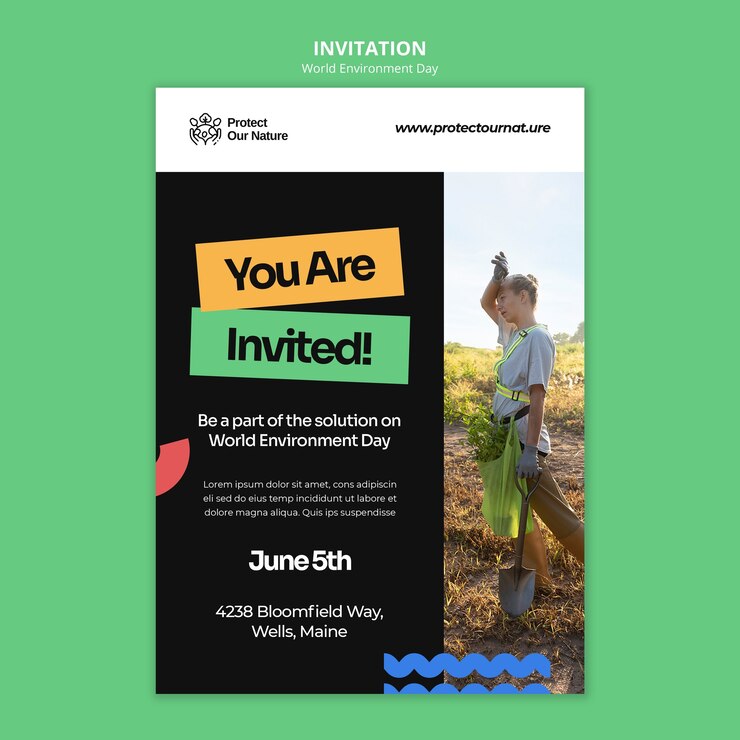 मुफ़्त PSD world environment day invitation template