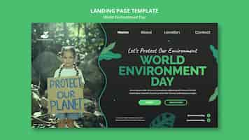 Бесплатный PSD Шаблон целевой страницы всемирного дня окружающей среды