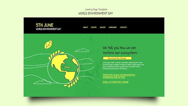 PSD gratuito modello di pagina di destinazione della giornata mondiale dell'ambiente