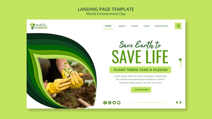 Free PSD world environment day landing page template