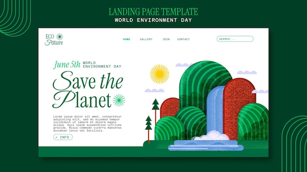 Free PSD world environment day landing page