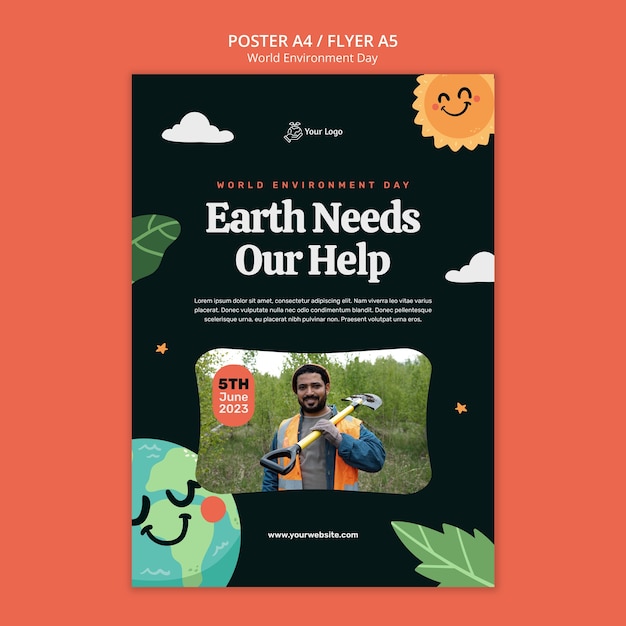 Free PSD world environment day poster template