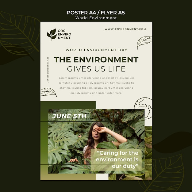 Free PSD world environment day poster template