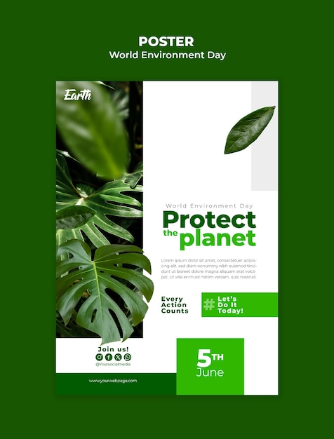 無料PSD world environment day template design