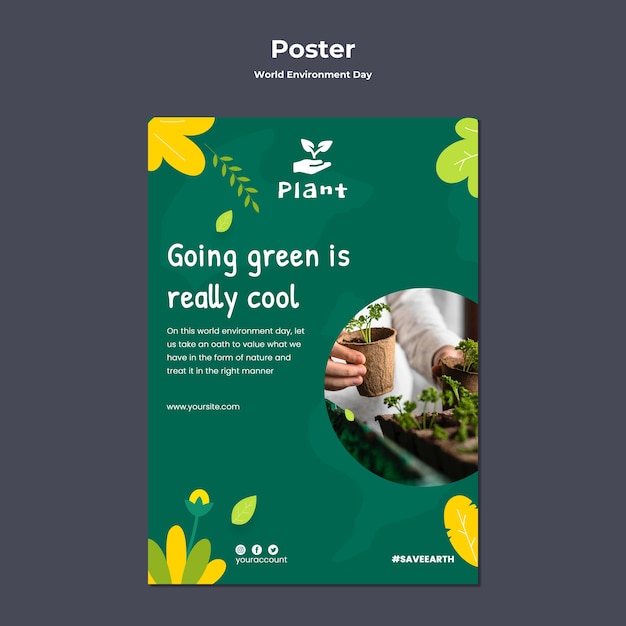 World environment day vertical poster template