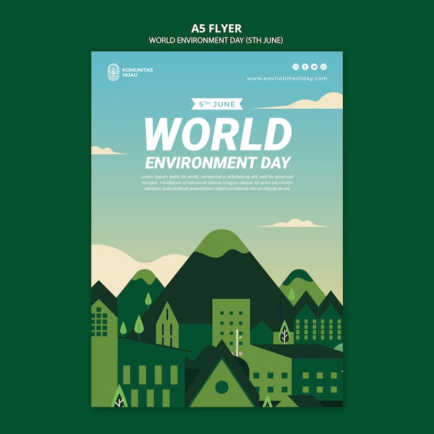 World environment day with buildings flyer