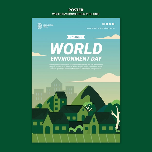 Free PSD world environment day with buildings poster