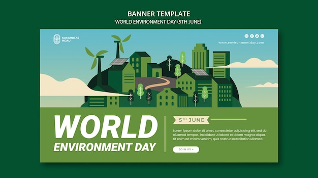 World environment day with houses banner