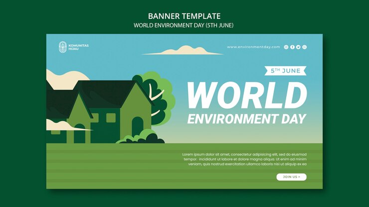 मुफ़्त PSD world environment day with houses banner