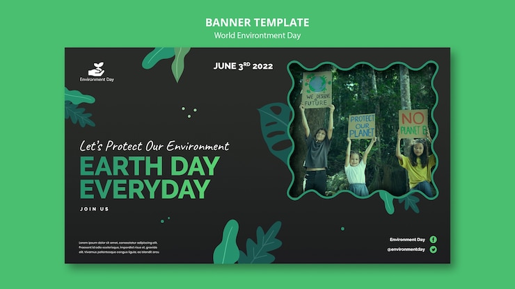 मुफ़्त PSD world environment day with leaves banner