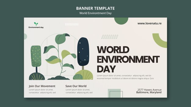 Всемирный день окружающей среды с листьями горизонтального баннера