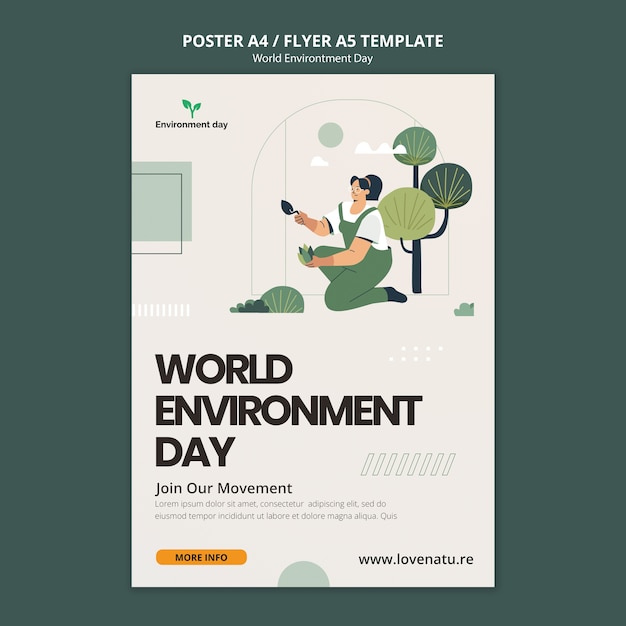 Free PSD world environment day with plants flyer