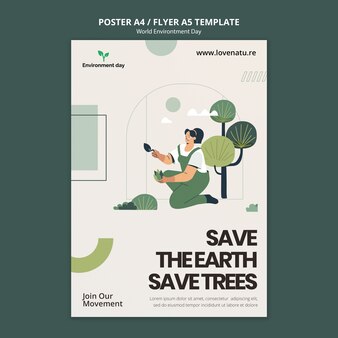 World environment day with plants poster template