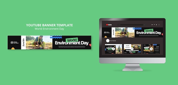 Free PSD world environment day youtube banner template