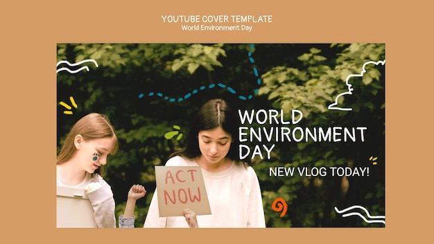 Modello di copertina di youtube per la giornata mondiale dell'ambiente