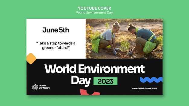 PSD gratuito modello di copertina di youtube per la giornata mondiale dell'ambiente