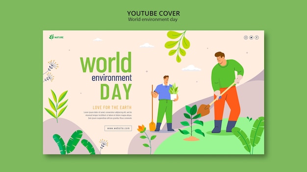 PSD gratuito modello di copertina di youtube per la giornata mondiale dell'ambiente