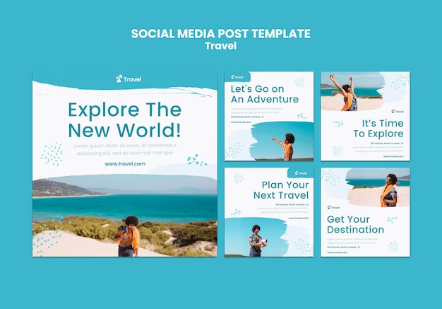 Free PSD world exploration social media post