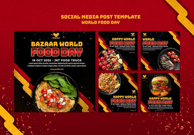 PSD gratuito modello di post sui social media per la giornata mondiale dell'alimentazione