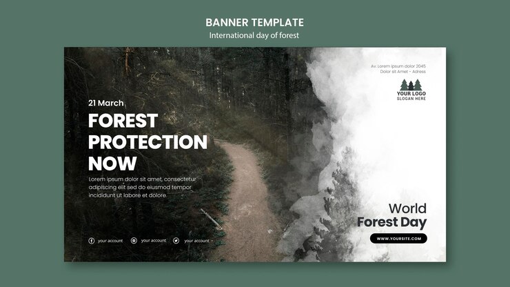 Free PSD world forest day banner template