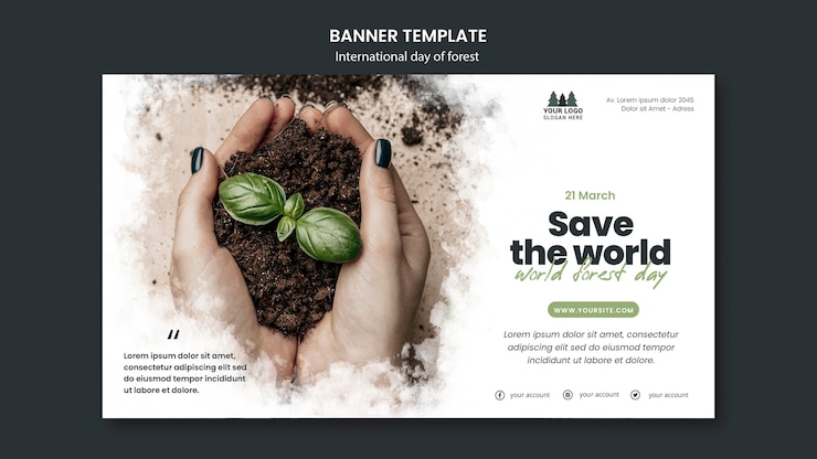 Free PSD world forest day banner template
