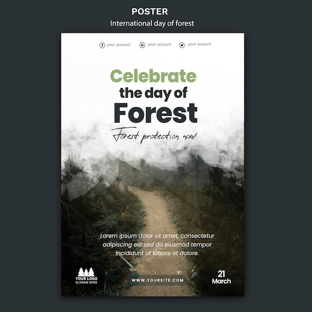 PSD gratuito modello di poster giornata mondiale della foresta