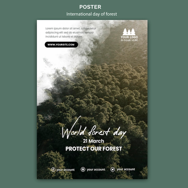 無料PSD 世界の森の日のポスターテンプレート