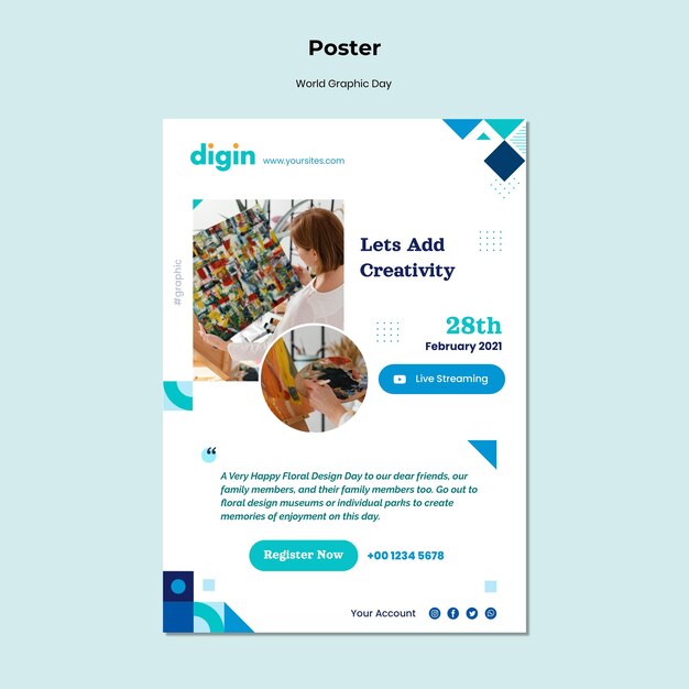 世界のグラフィックの日のポスターテンプレート