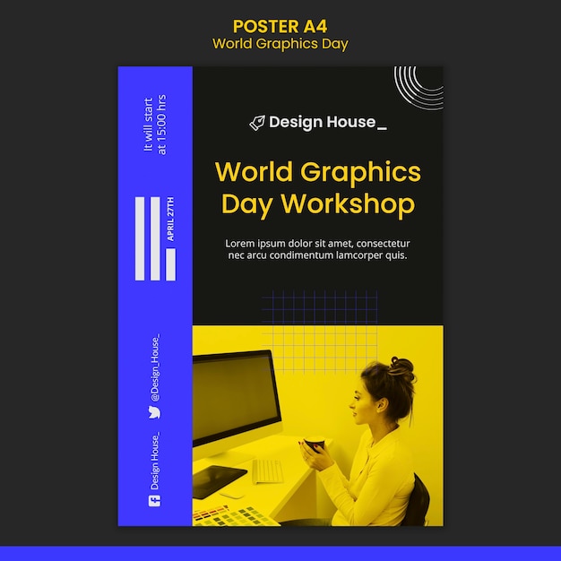 Free PSD world graphics day print template