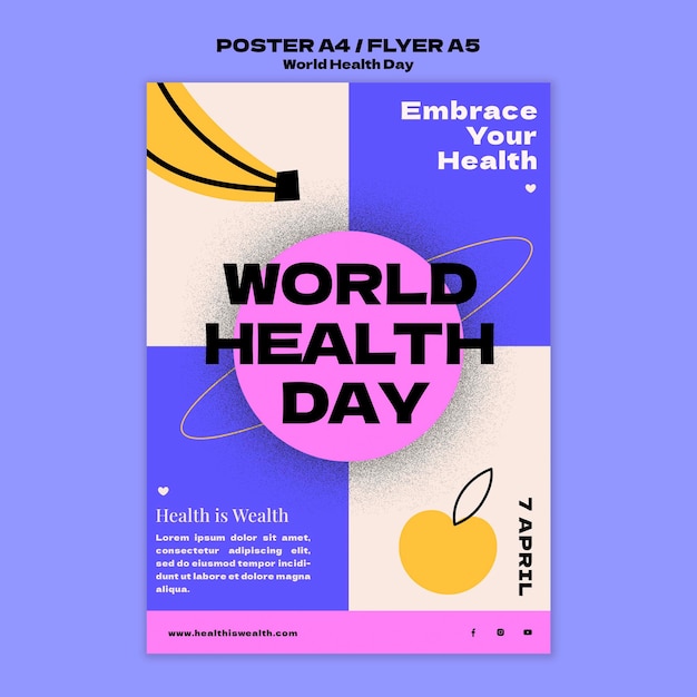 Free PSD world health day a4 poster/ a5 flyer template