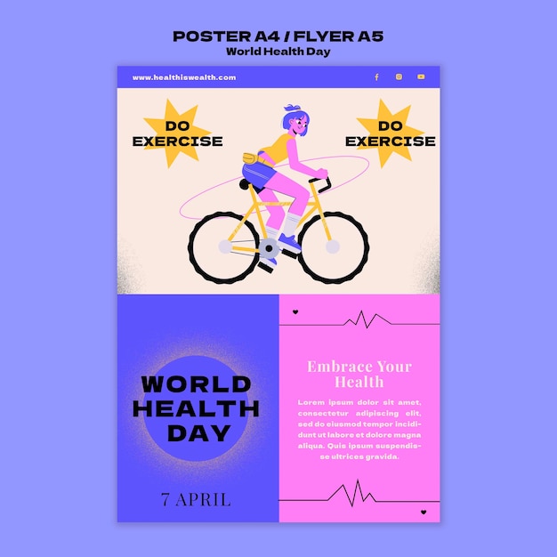 Free PSD world health day a4 poster/ a5 flyer template