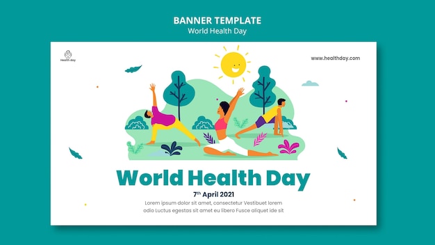 Бесплатный PSD Шаблон баннера всемирного дня здоровья