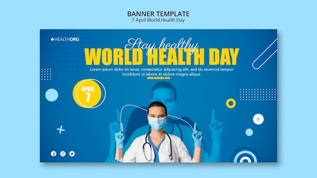 World health day banner with photo