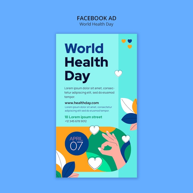 PSD gratuito template di facebook per la celebrazione della giornata mondiale della salute