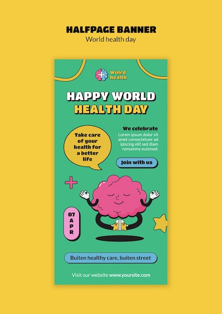 Free PSD world health day celebration halfpage banner