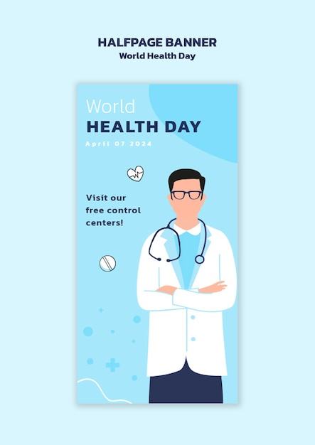 Free PSD world health day celebration halfpage banner