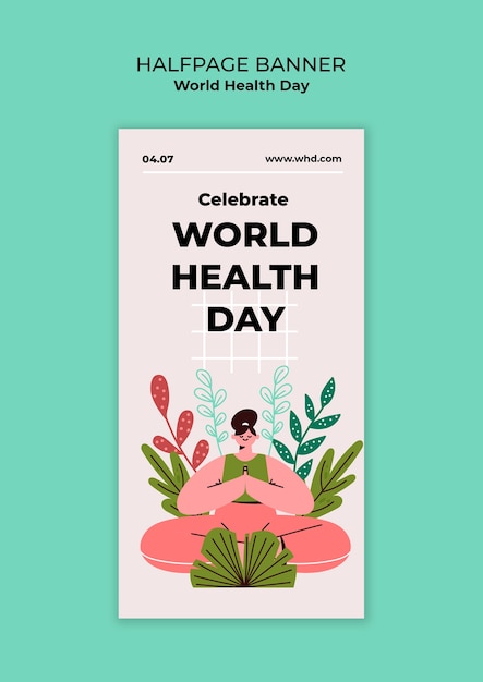 Free PSD world health day celebration halfpage banner