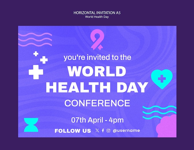 World health day celebration horizontal invitation