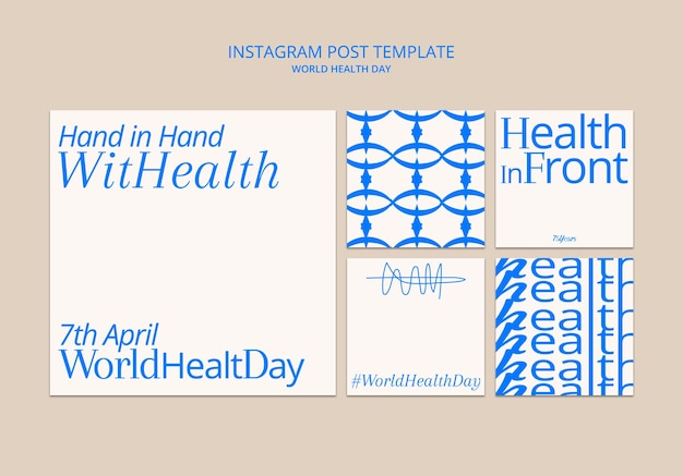 Free PSD world health day celebration instagram post set