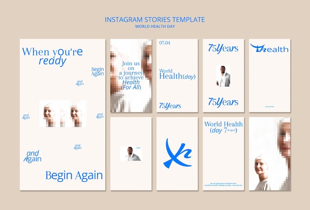 PSD gratuito storie di instagram per la celebrazione della giornata mondiale della salute