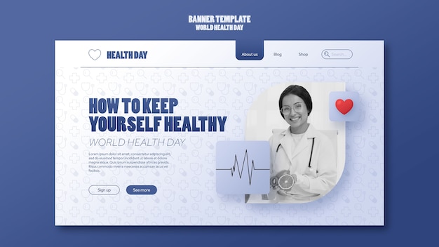 Free PSD world health day celebration landing page