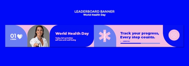 Free PSD world health day celebration leaderboard banner