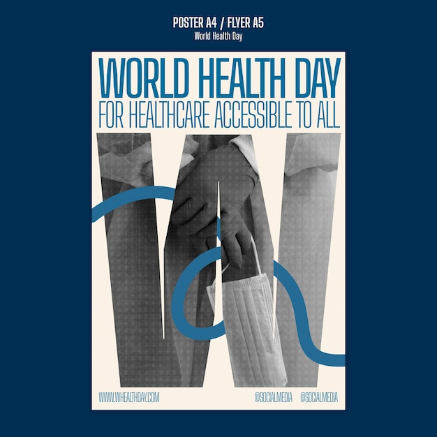 Бесплатный PSD Шаблон плаката празднования всемирного дня здоровья