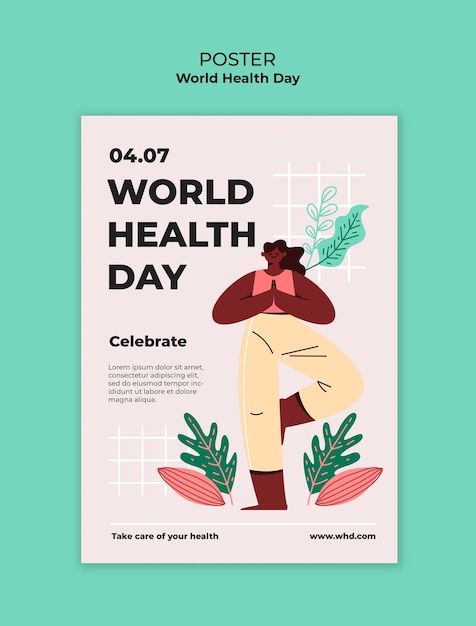 World health day celebration poster template